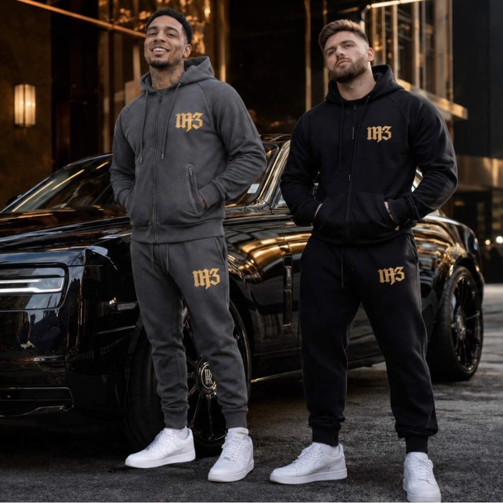 MF3 Clothing Men’s Dark Gray Full-Zip Performance Hoodie Jacket with Yellow Logo